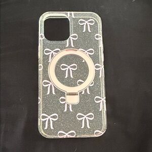 iPhone 12 Pro Max Case Bow Pattern with Magnetic Ring Stand